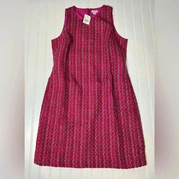 J.Crew Dress Womens Sheath Shift Tweed Sleeveless Lined Dress Pink 6 NEW. 1302 - Picture 3 of 5